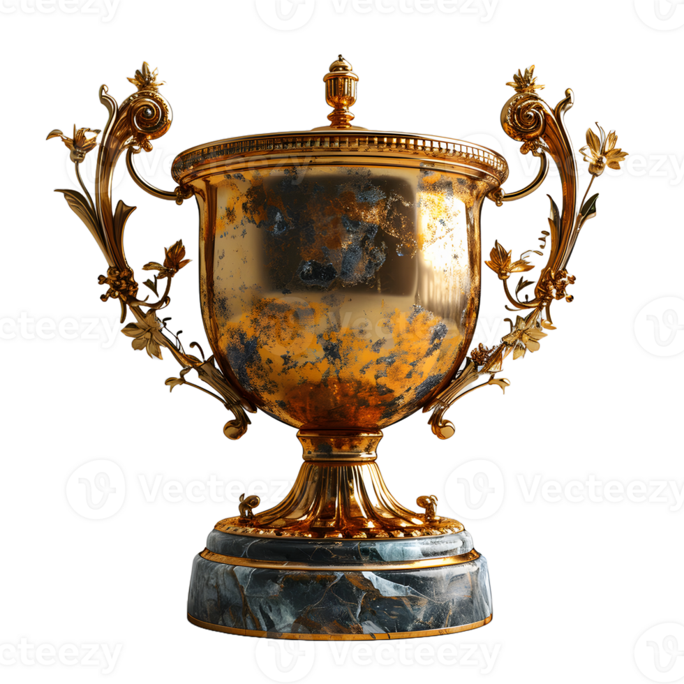 AI generated Luxurious Gold Champion Trophy Cup Isolated on a Transparent Background. Generative Ai png