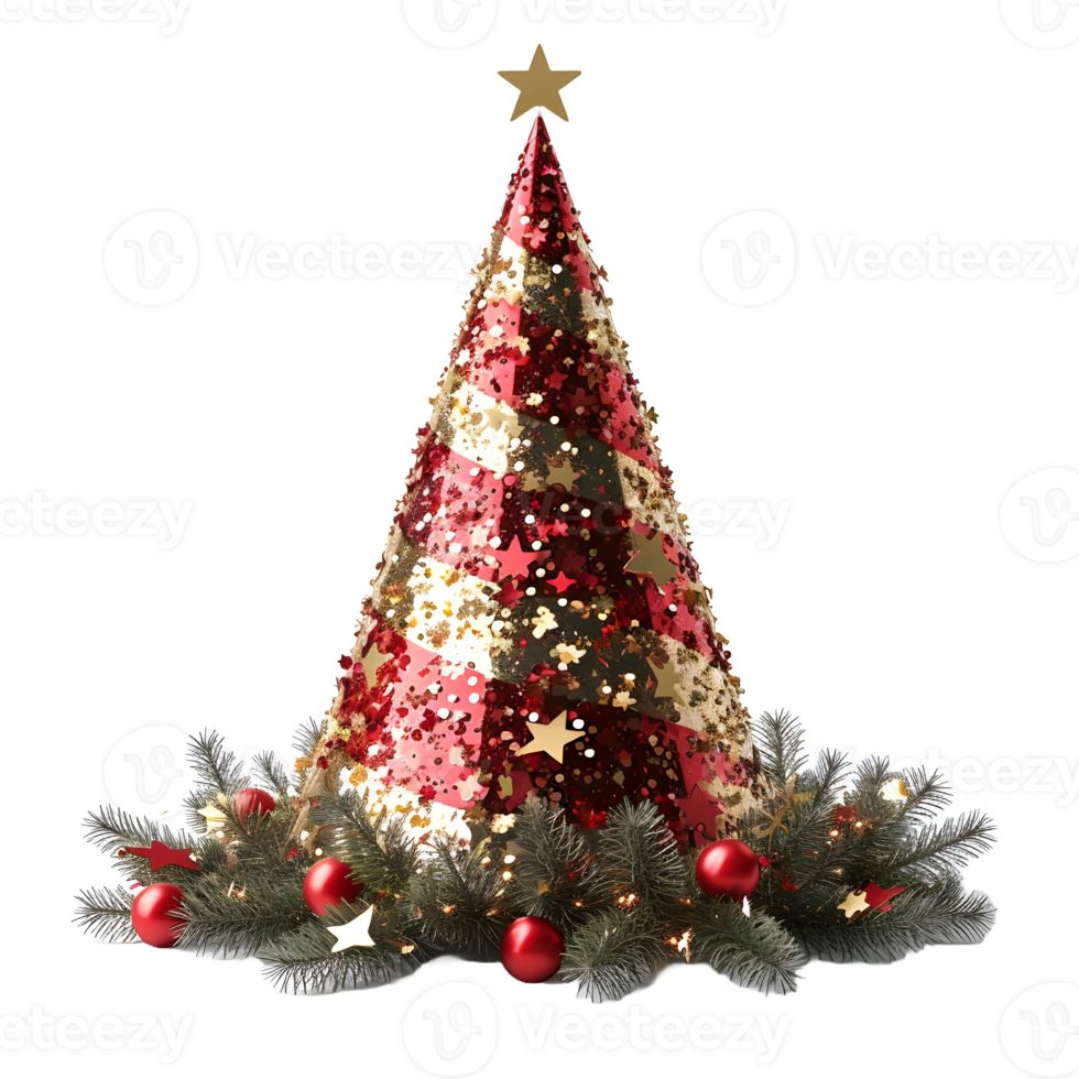 AI generated Sparkly Red Party Hat Isolated on Transparent Background. Birthday Cap. Generative Ai png