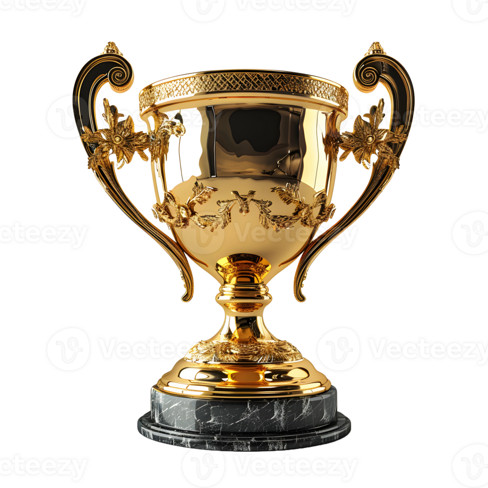 AI generated Luxurious Gold Champion Trophy Cup Isolated on a Transparent Background. Generative Ai png