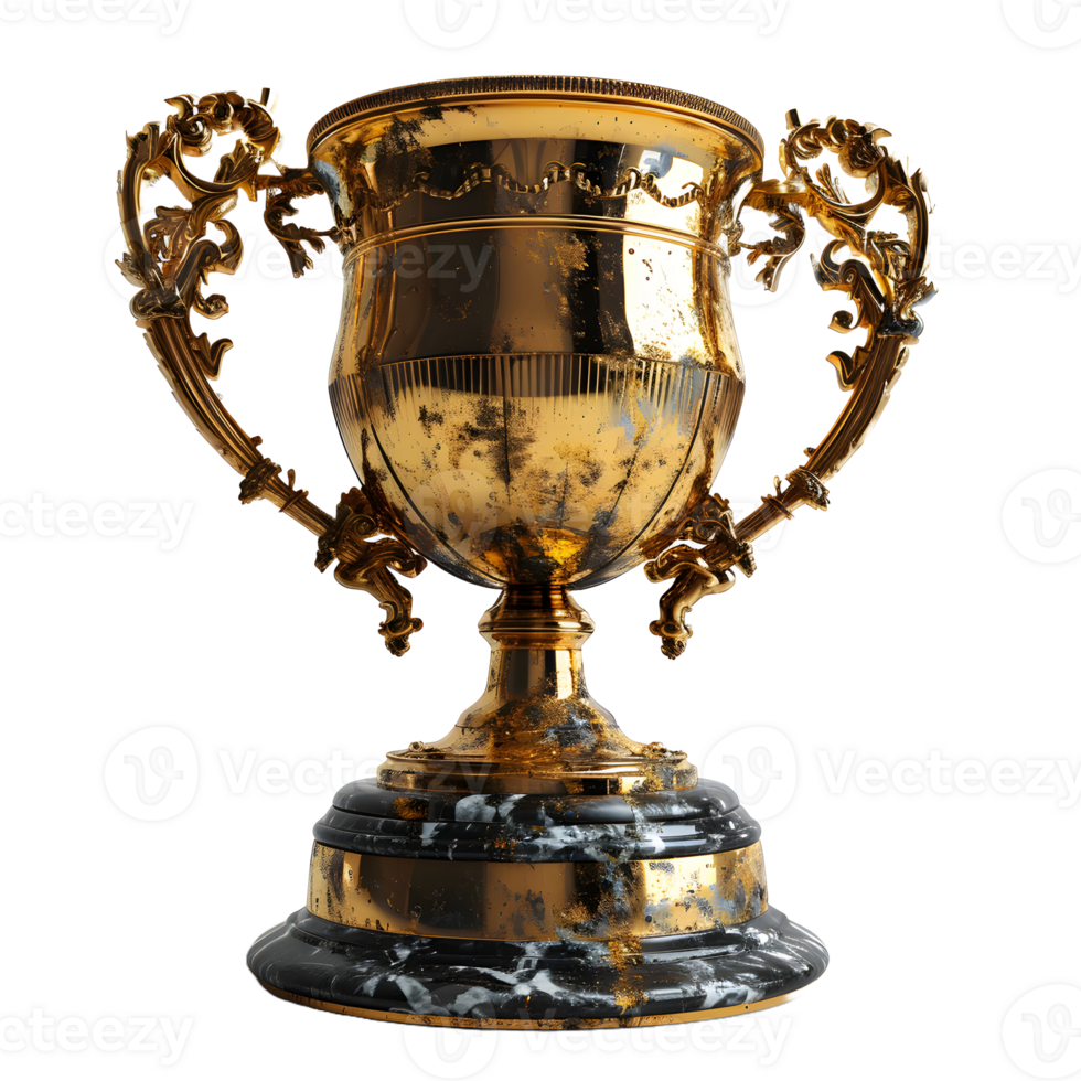 AI generated Luxurious Gold Champion Trophy Cup Isolated on a Transparent Background. Generative Ai png