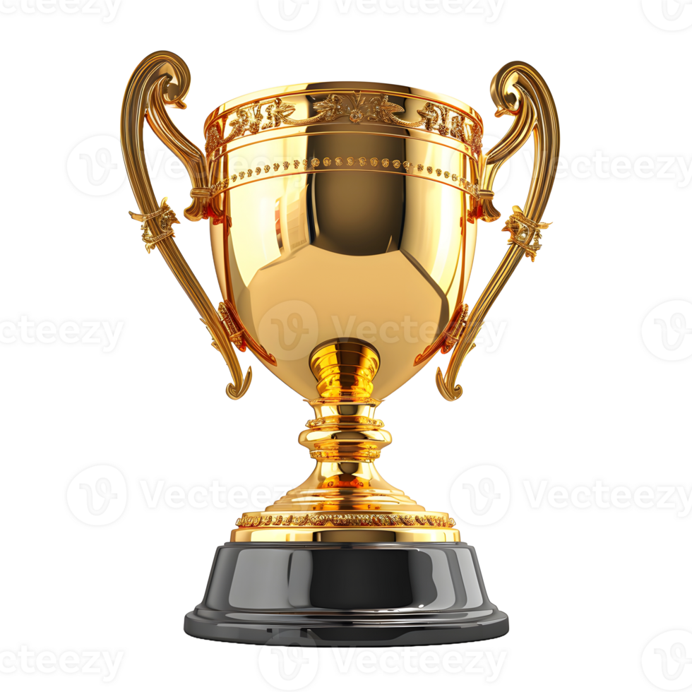 AI generated Luxurious Gold Champion Trophy Cup Isolated on a Transparent Background. Generative Ai png