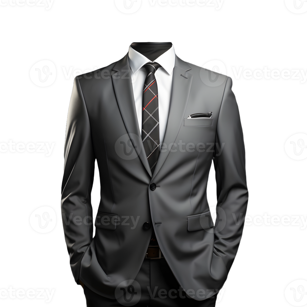 AI generated Elegant Gray Men's Formal Suit Isolated on Transparent Background. Generative Ai png