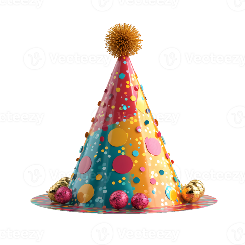 AI generated Colorful Party Hat Isolated on Transparent Background. Birthday Cap. Generative Ai png