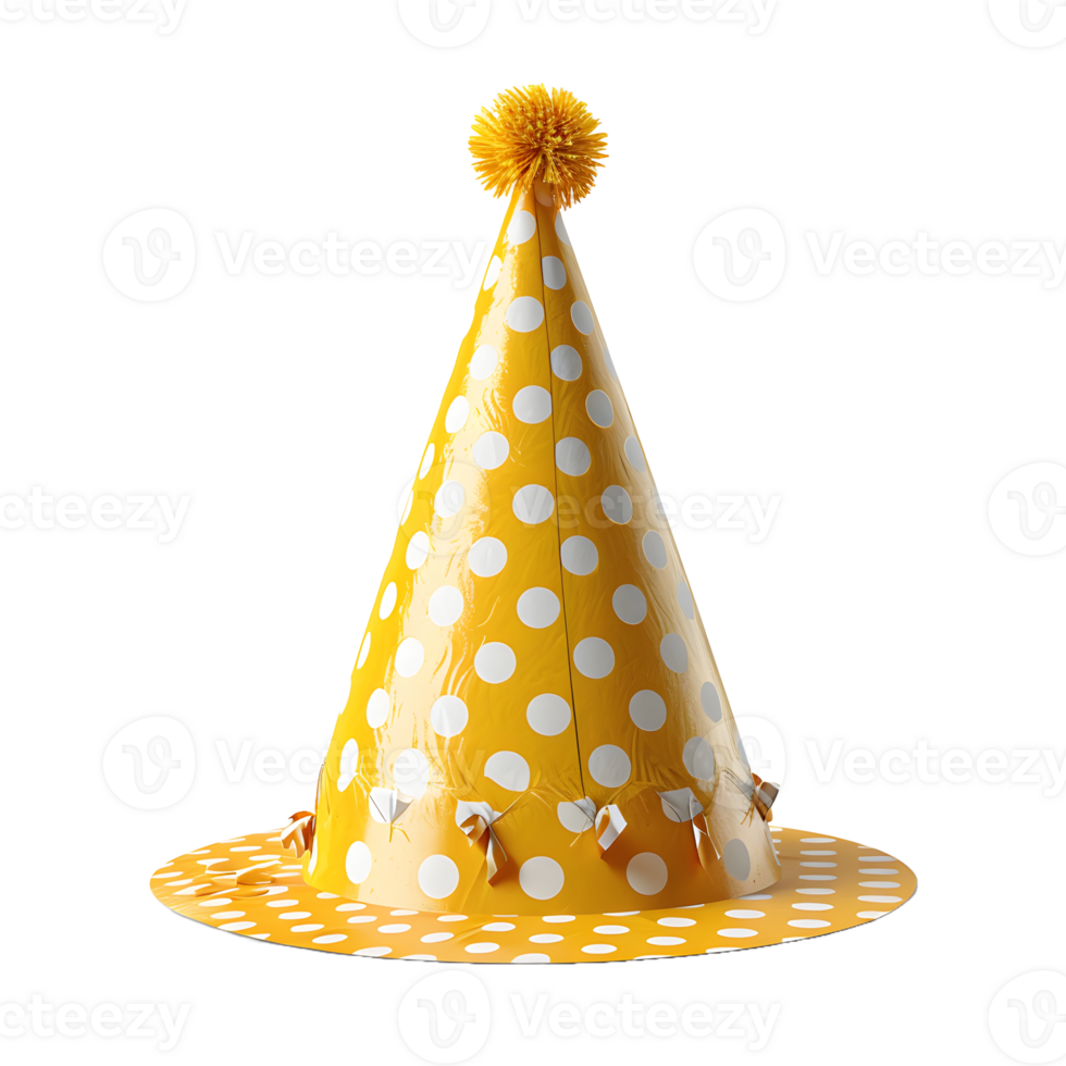 AI generated Sparkly Yellow Party Hat Isolated on Transparent Background. Gold Birthday Cap. Generative Ai png