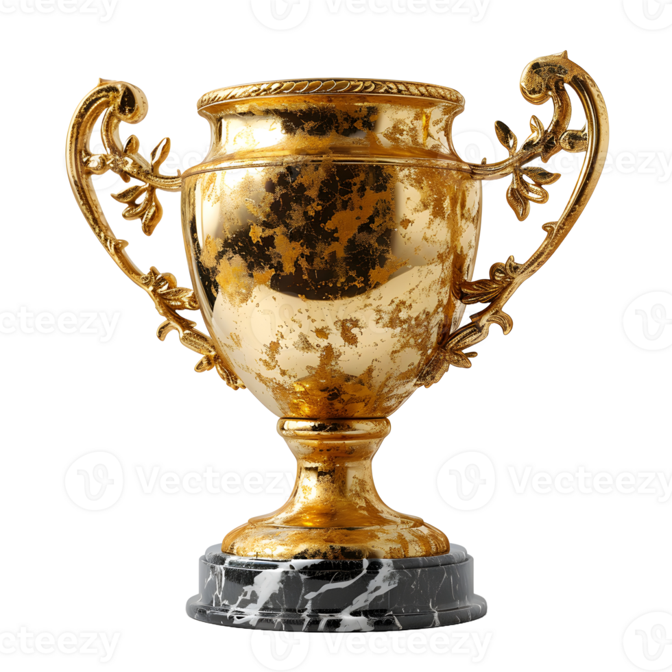 AI generated Luxurious Gold Champion Trophy Cup Isolated on a Transparent Background. Generative Ai png