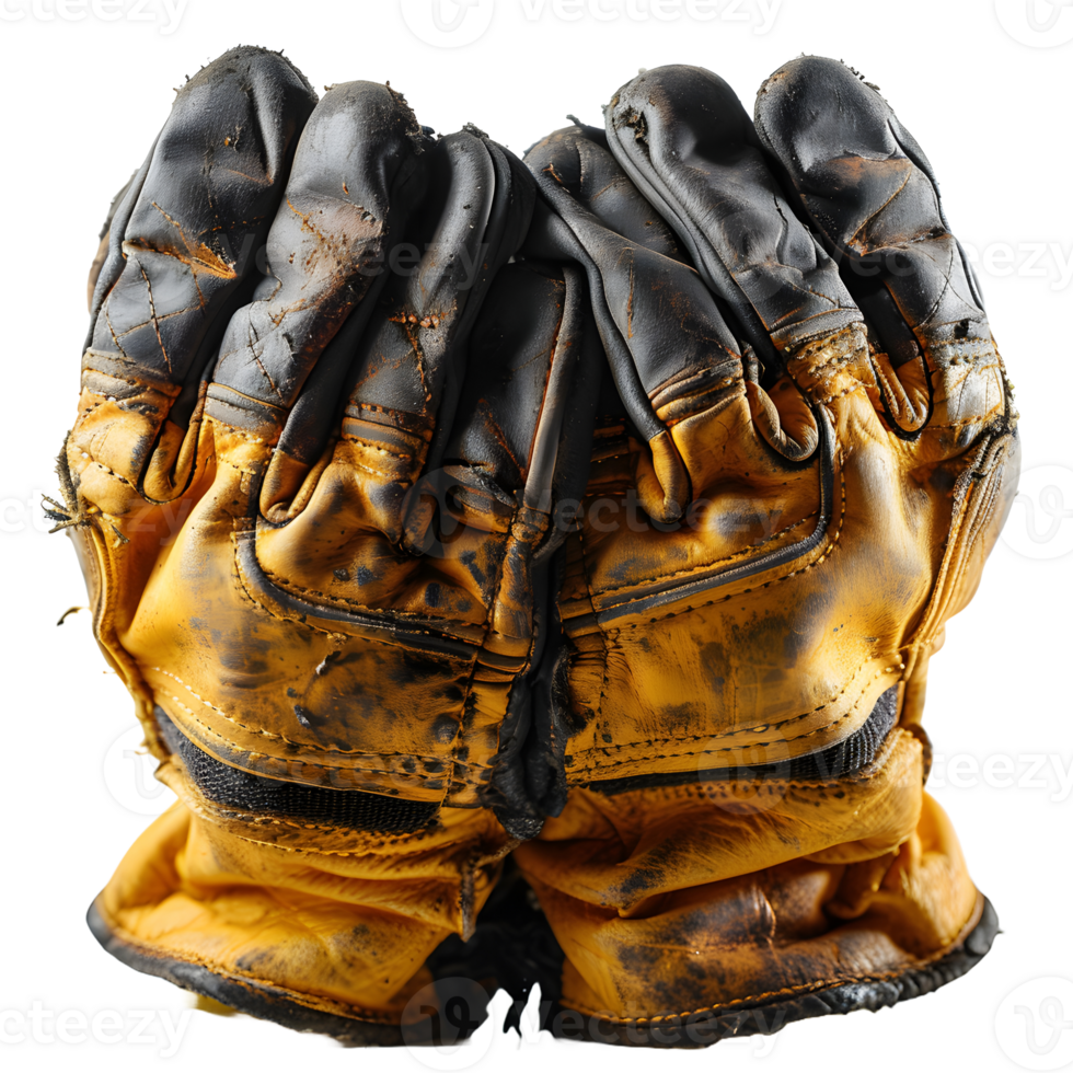 AI generated Heat Resistant Welding Gloves Isolated on Transparent background. Fire Fighter Gloves. Generative Ai png