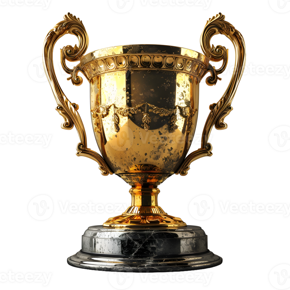AI generated Luxurious Gold Champion Trophy Cup Isolated on a Transparent Background. Generative Ai png