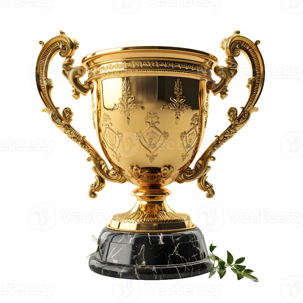 AI generated Luxurious Gold Champion Trophy Cup Isolated on a Transparent Background. Generative Ai png