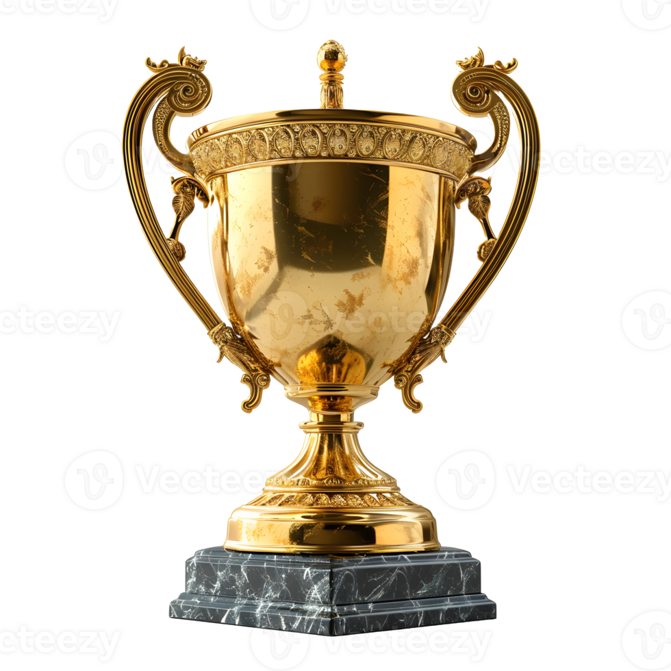 AI generated Luxurious Gold Champion Trophy Cup Isolated on a Transparent Background. Generative Ai png