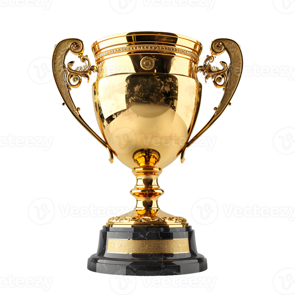 AI generated Luxurious Gold Champion Trophy Cup Isolated on a Transparent Background. Generative Ai png