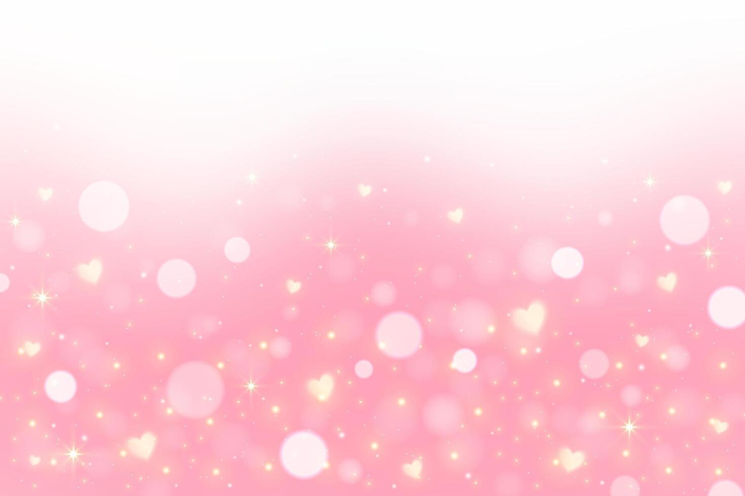 rosado pastel antecedentes con corazones y Bokeh. fantasía kawaii magia cielo con degradado. linda vector impresión. soñador femenino fantasía fondo de pantalla.