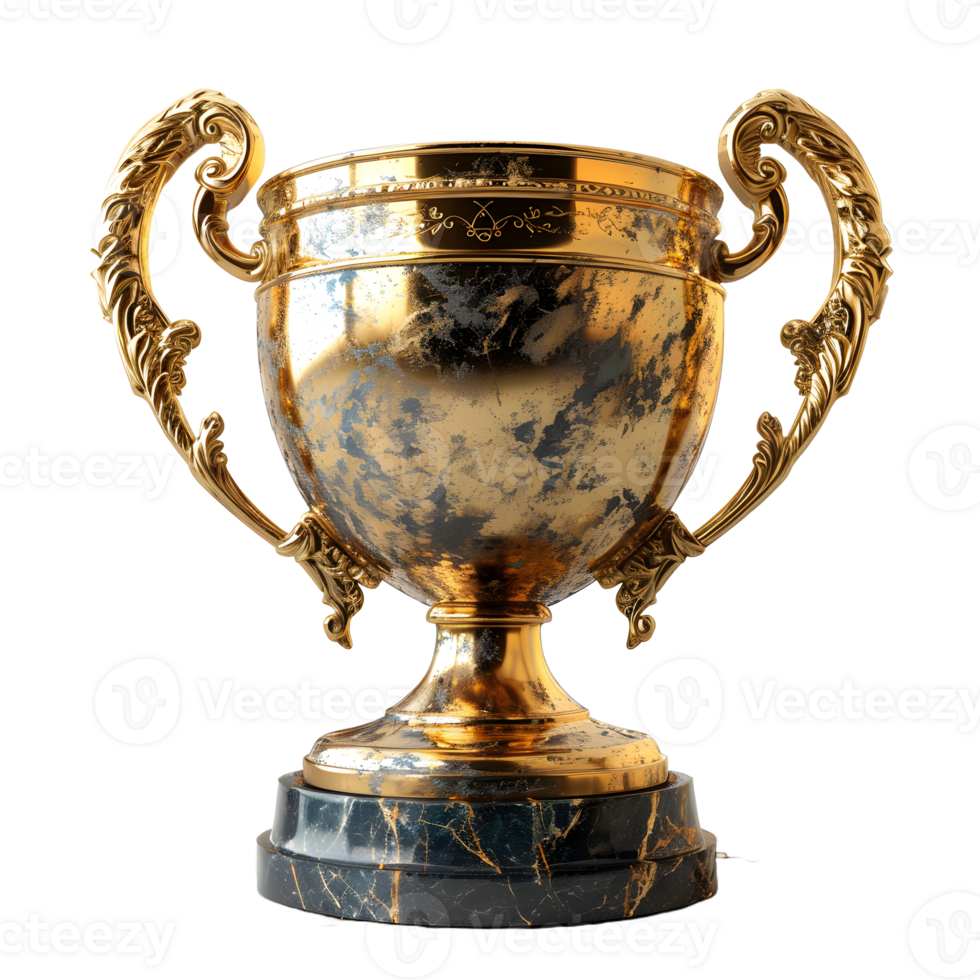 AI generated Luxurious Gold Champion Trophy Cup Isolated on a Transparent Background. Generative Ai png
