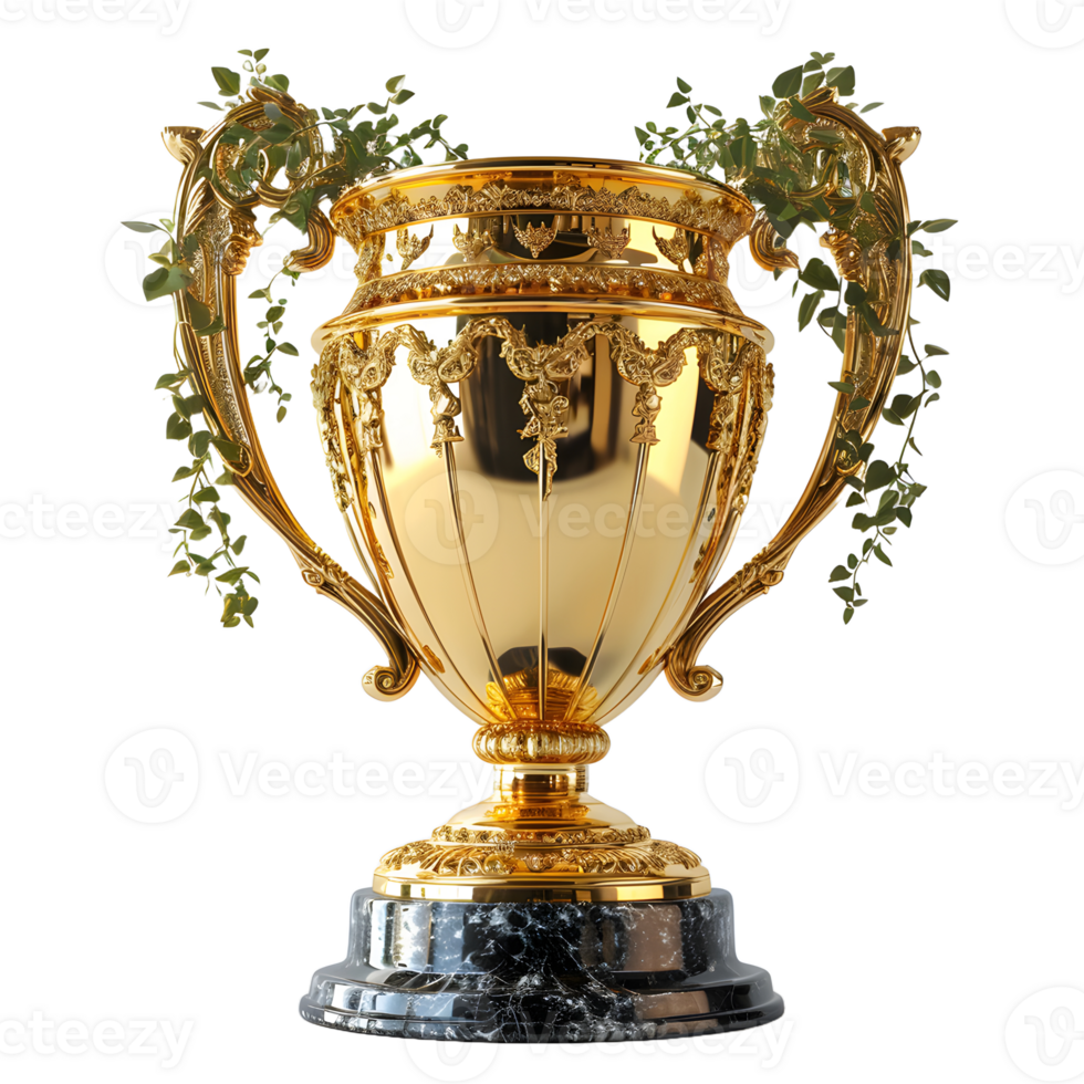 AI generated Luxurious Gold Champion Trophy Cup Isolated on a Transparent Background. Generative Ai png