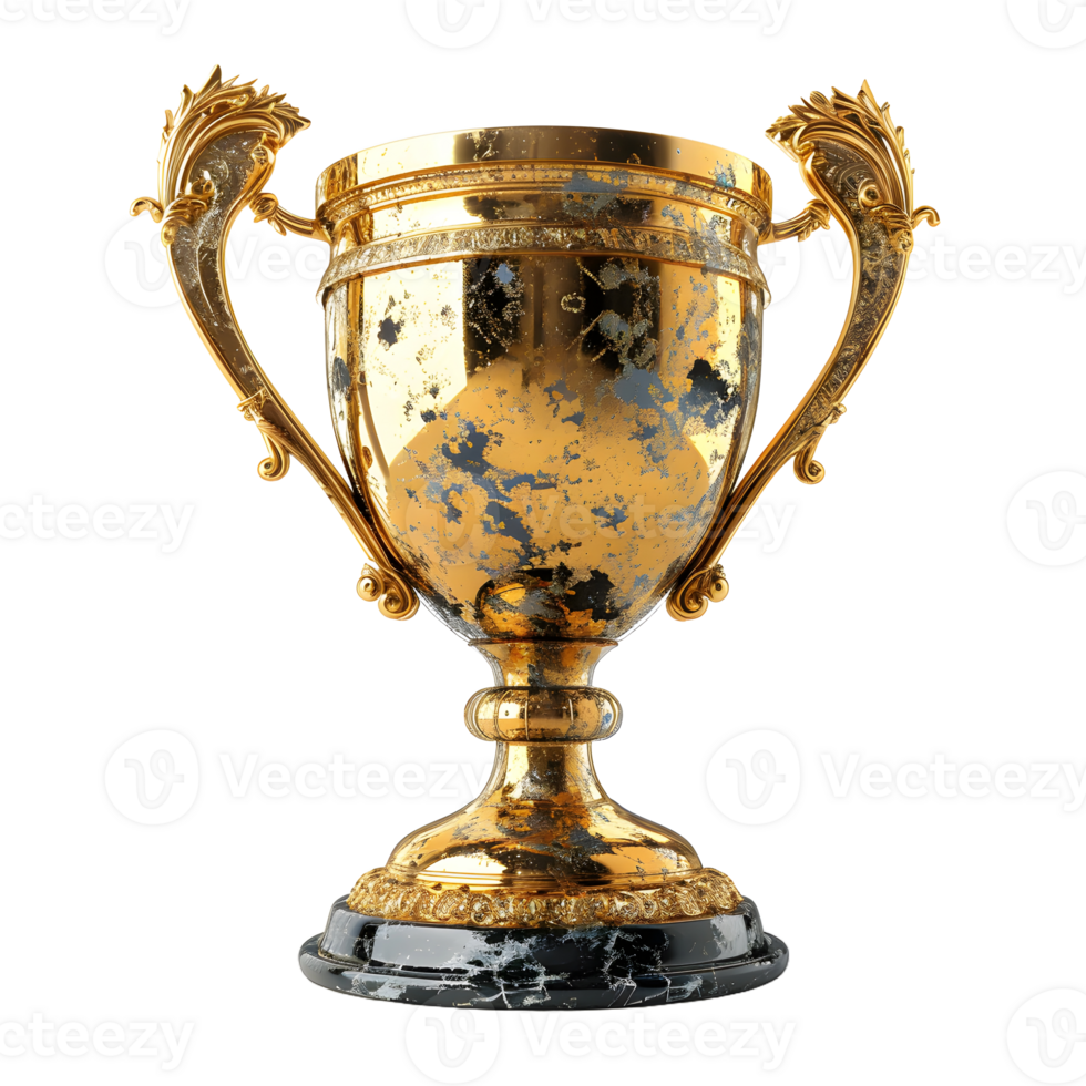 AI generated Luxurious Gold Champion Trophy Cup Isolated on a Transparent Background. Generative Ai png
