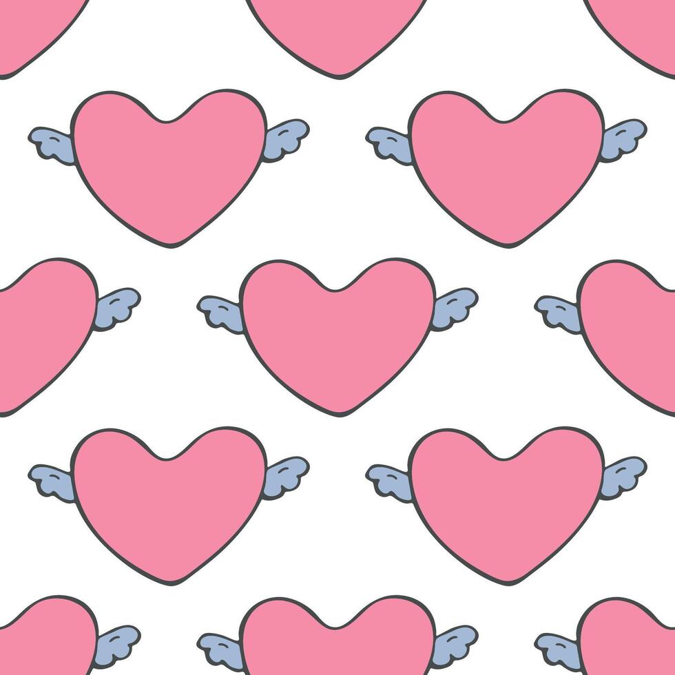 Seamless pattern with hand drawn heart doodle for decorative print, wrapping paper, greeting cards and fabric vector