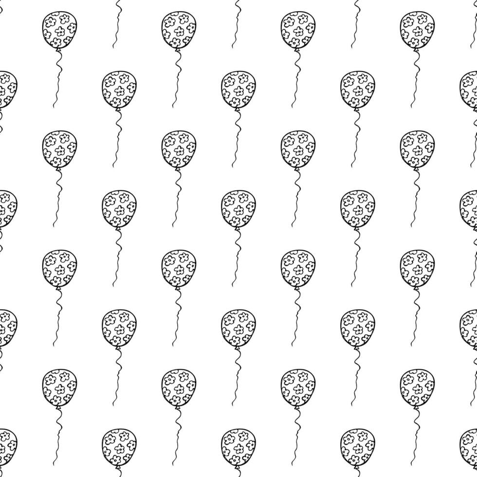 Holiday seamless pattern with flying balloon doodle for decorative print, wrapping paper, greeting cards, wallpaper and fabric vector