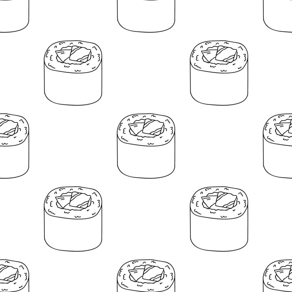 Seamless pattern with sushi roll for decorative print, wrapping paper, menu, wallpaper and fabric vector
