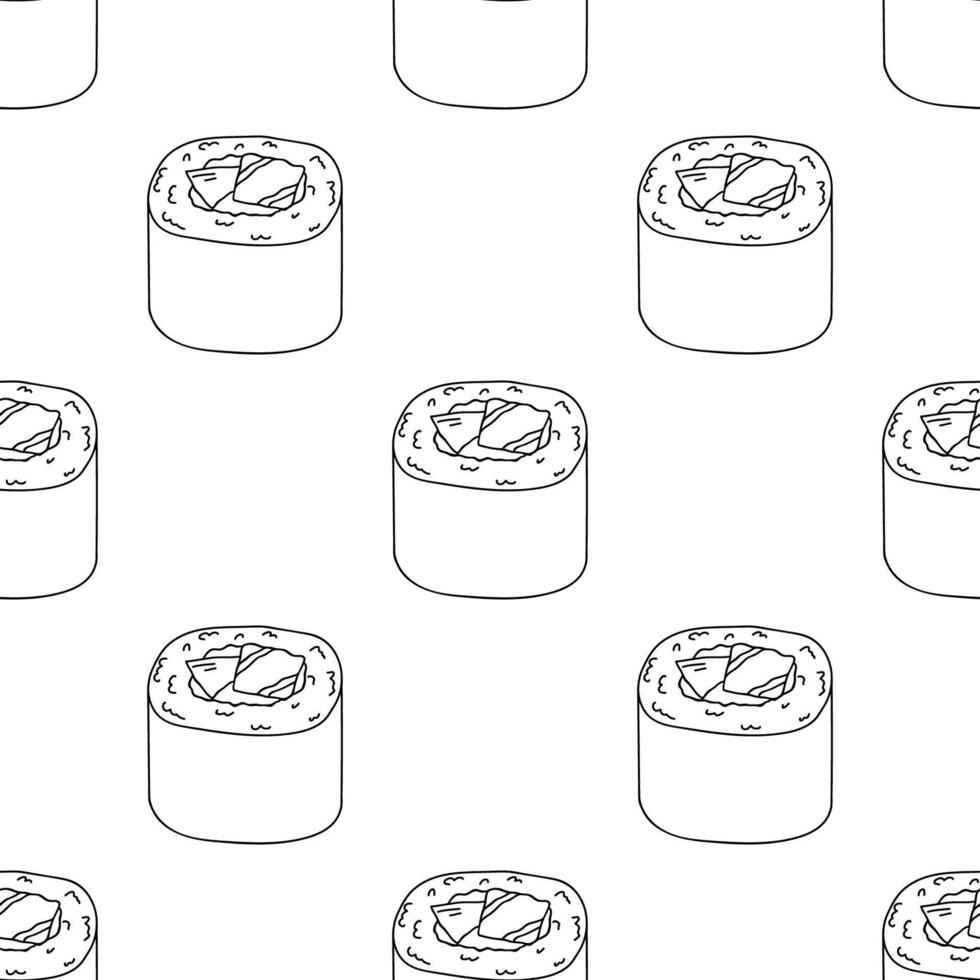 Seamless pattern with sushi roll for decorative print, wrapping paper, menu, wallpaper and fabric vector