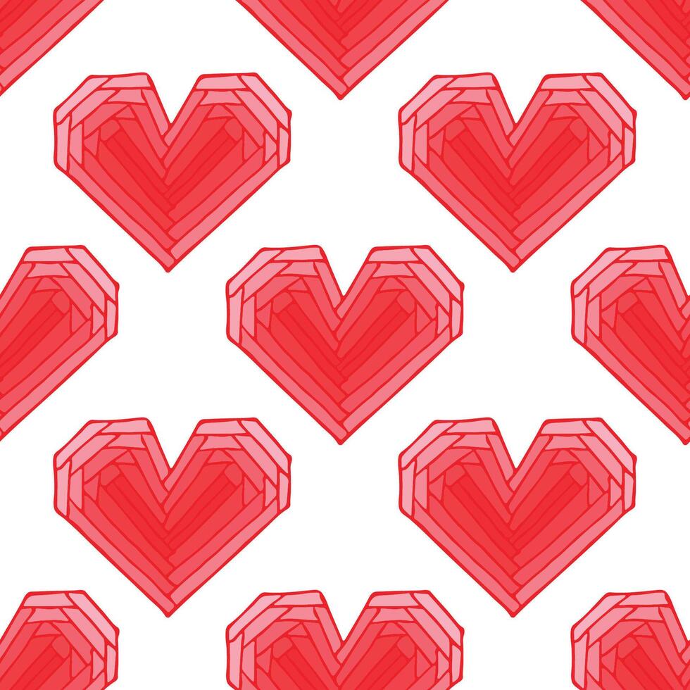 Seamless pattern with hand drawn heart doodle for decorative print, wrapping paper, greeting cards and fabric vector