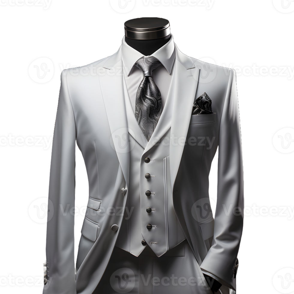 AI generated Elegant Gray Men's Formal Suit Isolated on Transparent Background. Generative Ai png