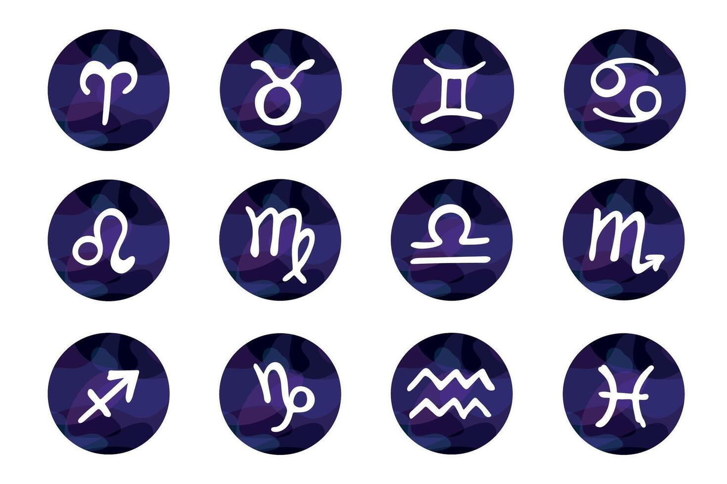 mano dibujado zodíaco señales en redondo marcos esotérico garabatear conjunto astrología clipart elementos para diseño vector
