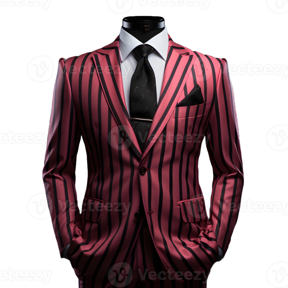 AI generated Black and Pink Striped Men's Formal Suit Isolated on Transparent Background. Generative Ai png