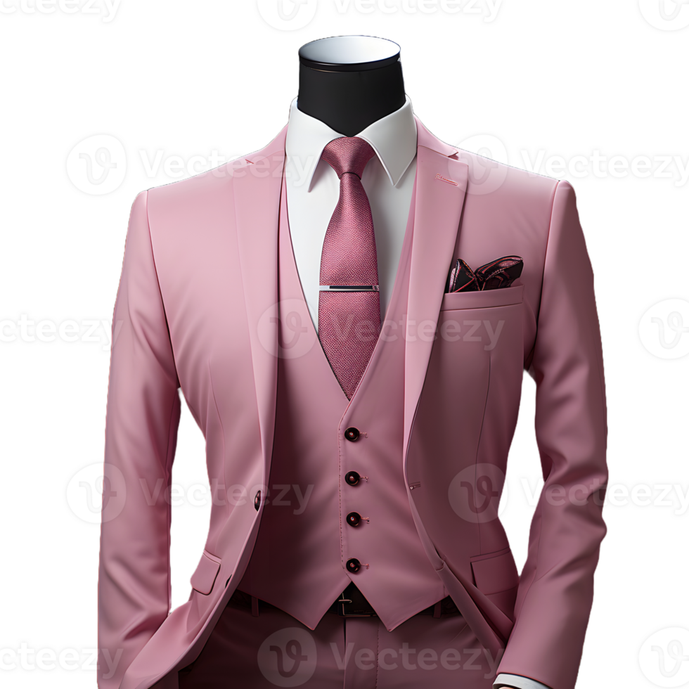 AI generated Pink Men's Formal Suit Isolated on Transparent Background. Generative Ai png