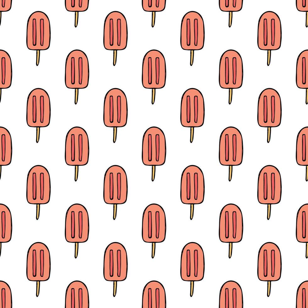 Seamless pattern with ice cream doodle for decorative print, wrapping paper, greeting cards, wallpaper and fabric vector