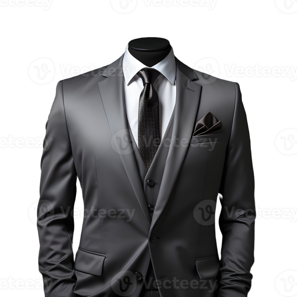 AI generated Elegant Gray Men's Formal Suit Isolated on Transparent Background. Generative Ai png