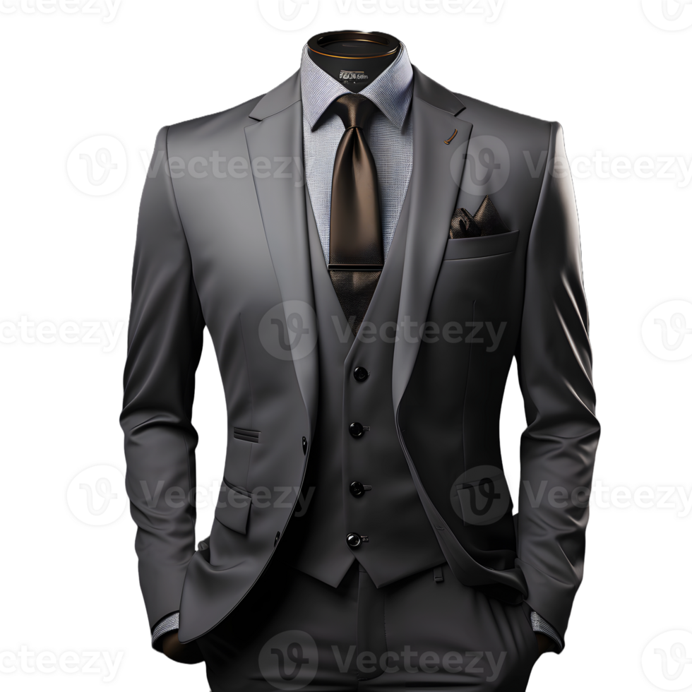 AI generated Elegant Gray Men's Formal Suit Isolated on Transparent Background. Generative Ai png