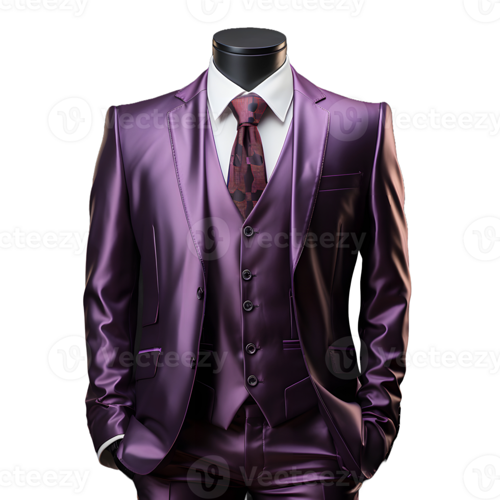 AI generated Elegant Glossy Purple Men's Formal Suit Isolated on Transparent Background. Generative Ai png