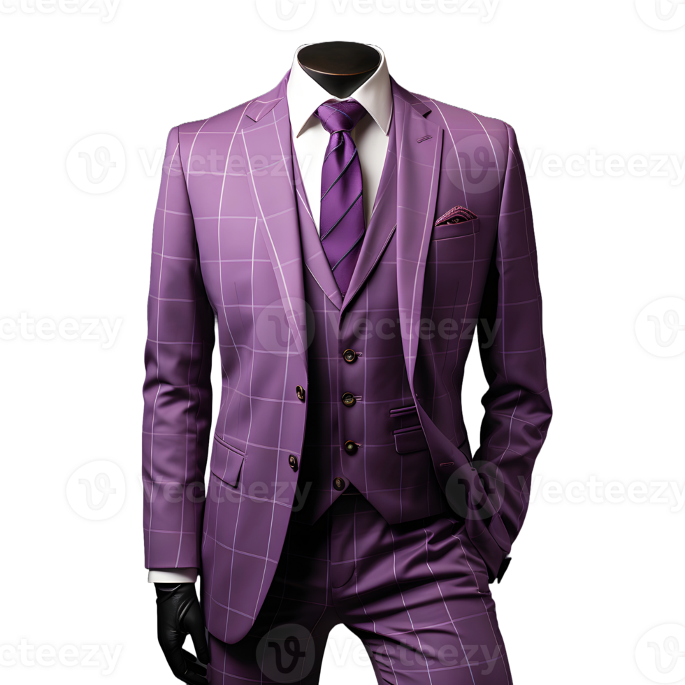 AI generated Elegant Purple Men's Formal Suit Isolated on Transparent  Background. Generative Ai png
