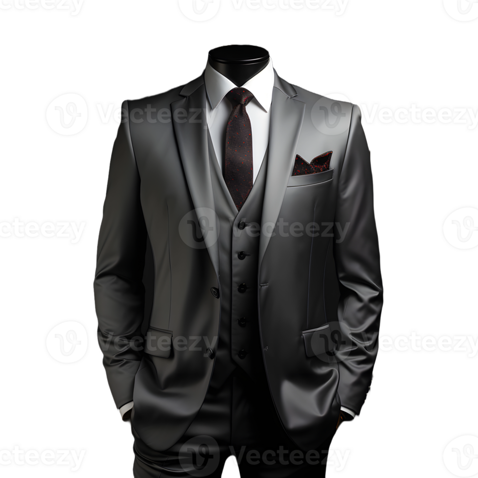 AI generated Elegant Gray Men's Formal Suit Isolated on Transparent Background. Generative Ai png