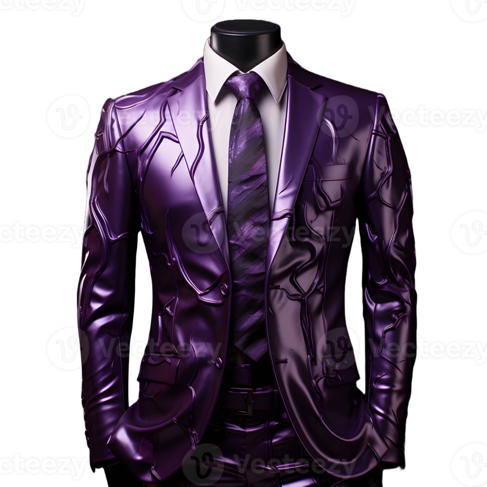 AI generated Elegant Glossy Purple Men's Formal Suit Isolated on Transparent Background. Generative Ai png