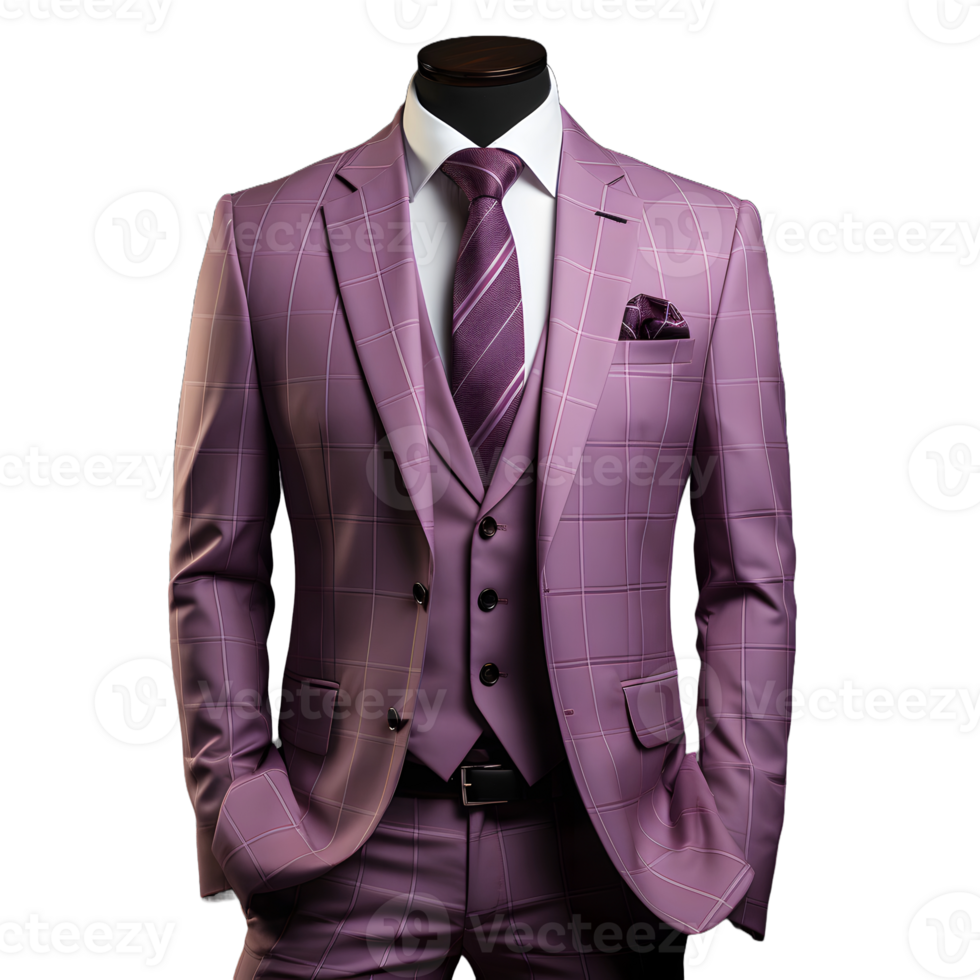 AI generated Elegant Purple Men's Formal Suit Isolated on Transparent  Background. Generative Ai png