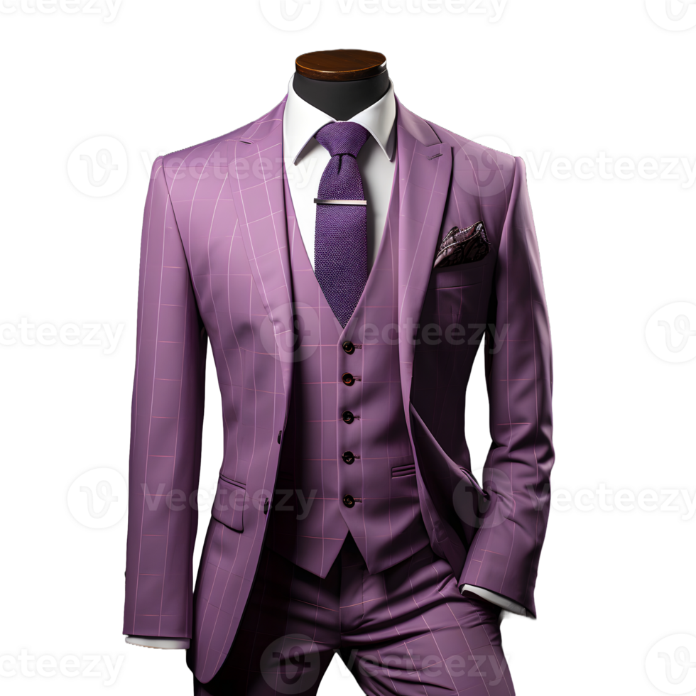 AI generated Elegant Purple Men's Formal Suit Isolated on Transparent  Background. Generative Ai png