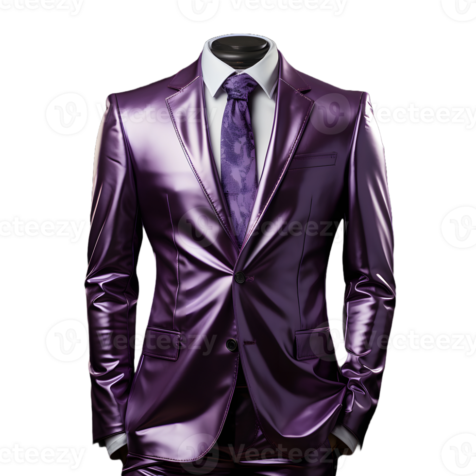 AI generated Elegant Glossy Purple Men's Formal Suit Isolated on Transparent Background. Generative Ai png