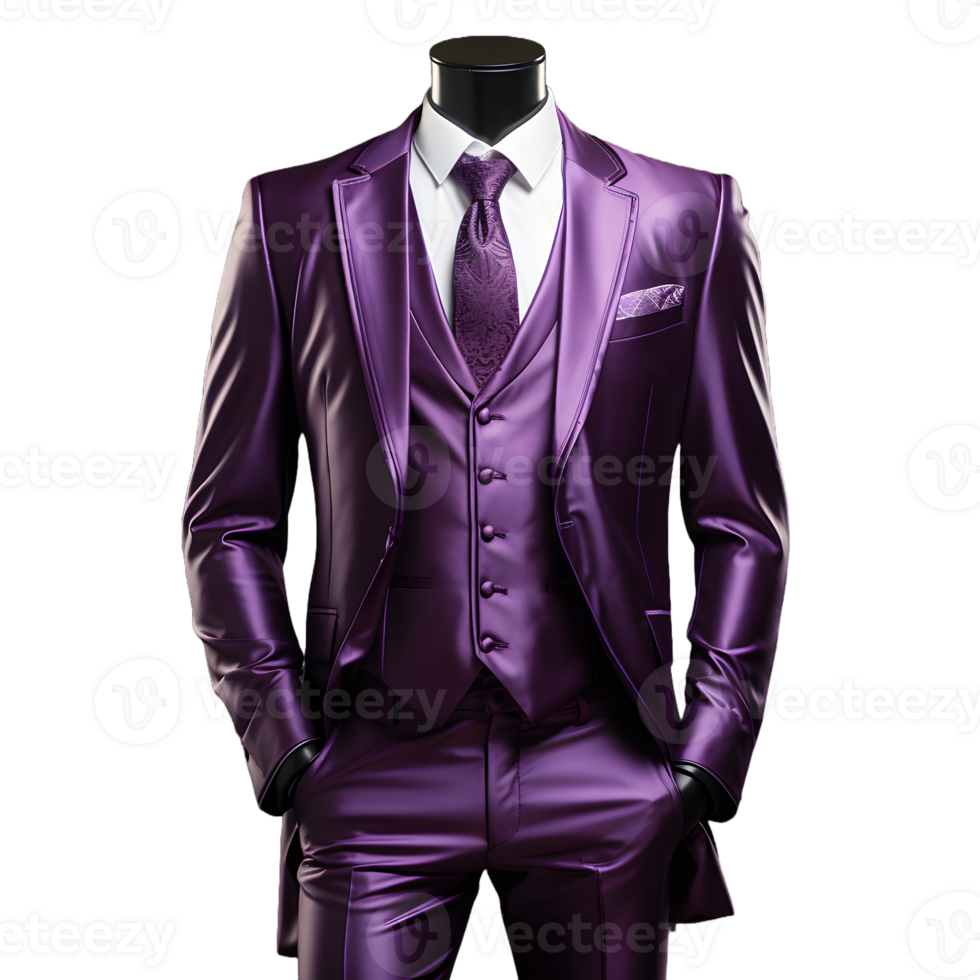 AI generated Elegant Glossy Purple Men's Formal Suit Isolated on Transparent Background. Generative Ai png