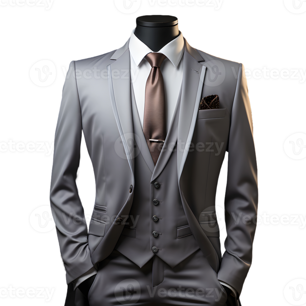 AI generated Elegant Gray Men's Formal Suit Isolated on Transparent Background. Generative Ai png