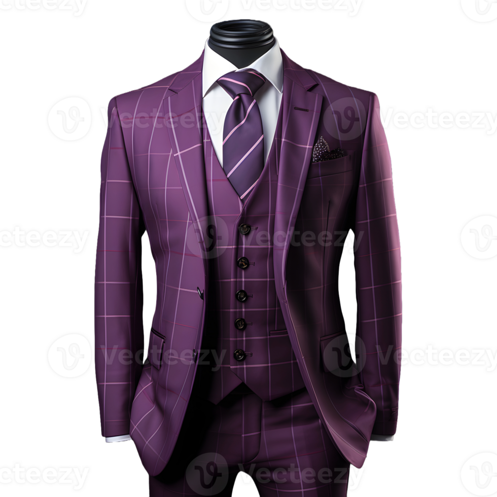 AI generated Elegant Purple Men's Formal Suit Isolated on Transparent  Background. Generative Ai png