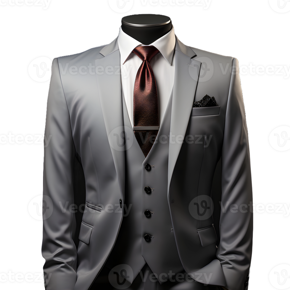 AI generated Elegant Gray Men's Formal Suit Isolated on Transparent Background. Generative Ai png