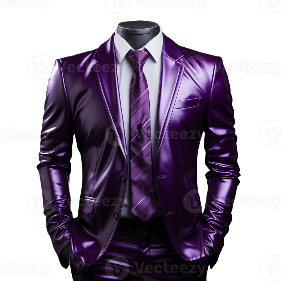 AI generated Elegant Glossy Purple Men's Formal Suit Isolated on Transparent Background. Generative Ai png