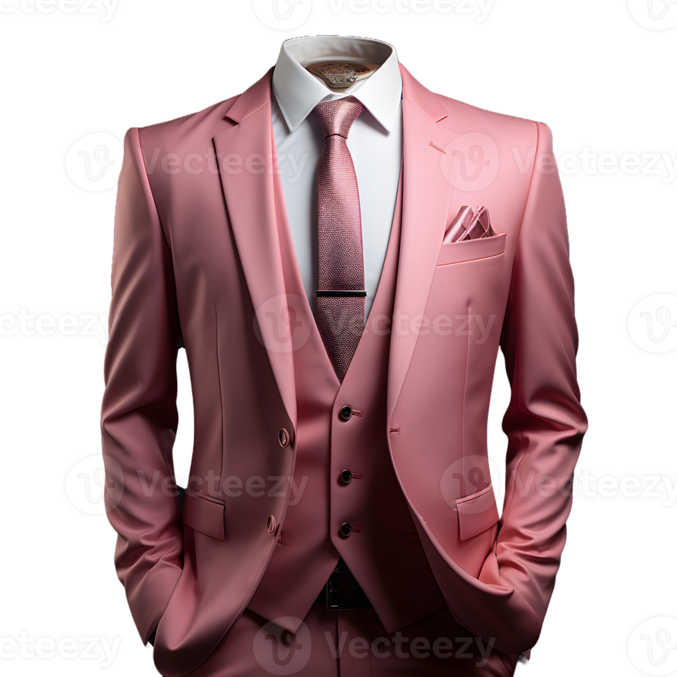 AI generated Pink Men's Formal Suit Isolated on Transparent Background. Generative Ai png