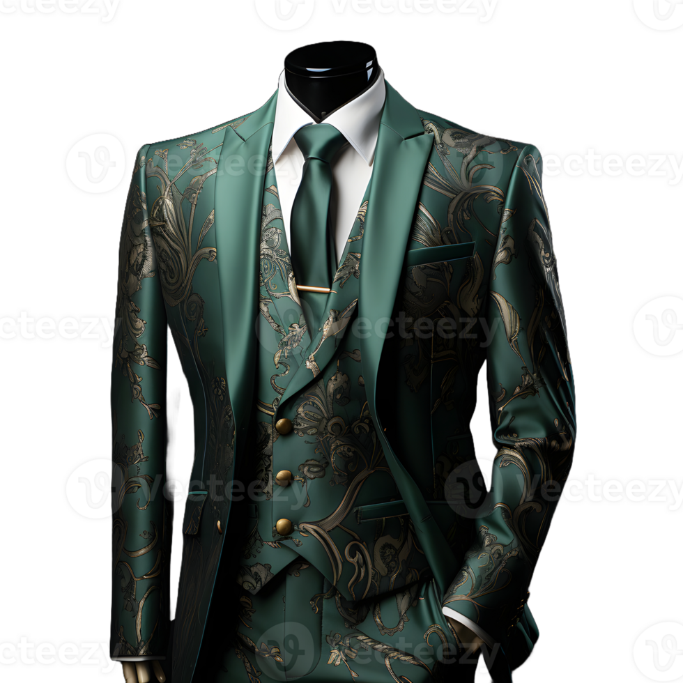 AI generated Elegant Tosca Men's Formal Suit Isolated on Transparent Background. Generative Ai png