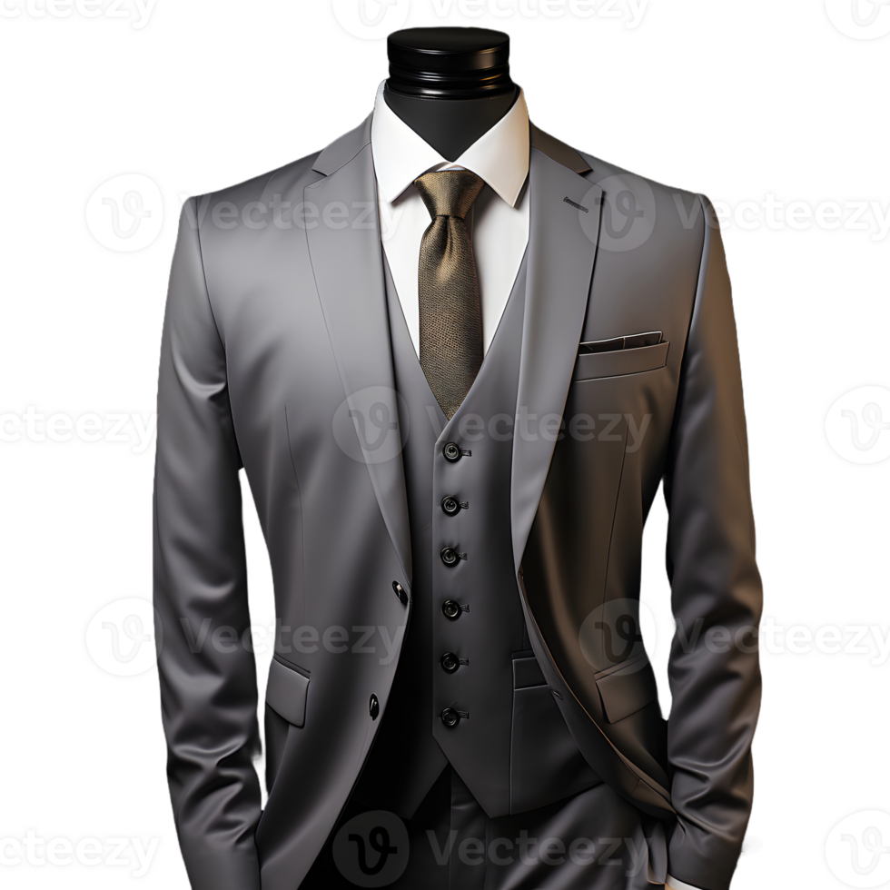 AI generated Elegant Gray Men's Formal Suit Isolated on Transparent Background. Generative Ai png