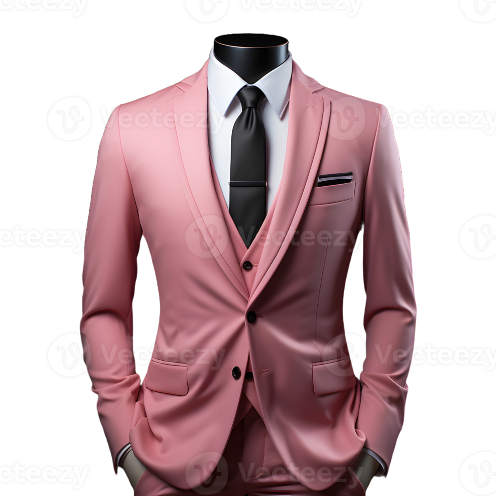AI generated Pink Men's Formal Suit Isolated on Transparent Background. Generative Ai png