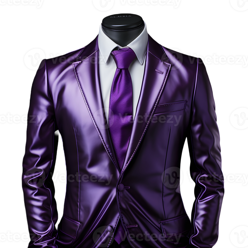 AI generated Elegant Glossy Purple Men's Formal Suit Isolated on Transparent Background. Generative Ai png