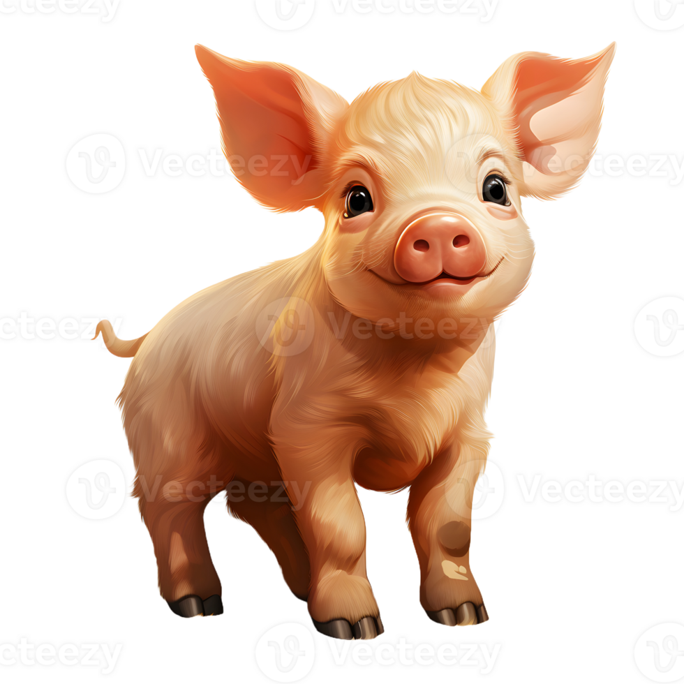 AI generated Cute Little Pig Cartoon Illustration. Generative Ai png