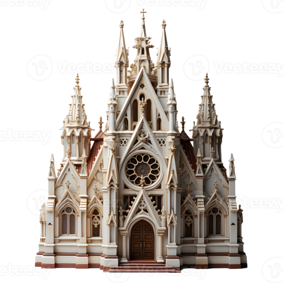 AI generated Miniature Cathedral with Holy Cross Isolated on Transparent Background. Generative Ai png