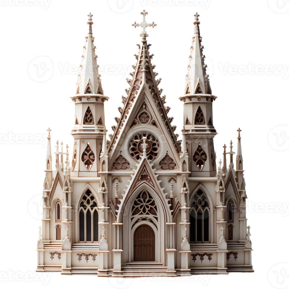 AI generated Miniature Cathedral with Holy Cross Isolated on Transparent Background. Generative Ai png
